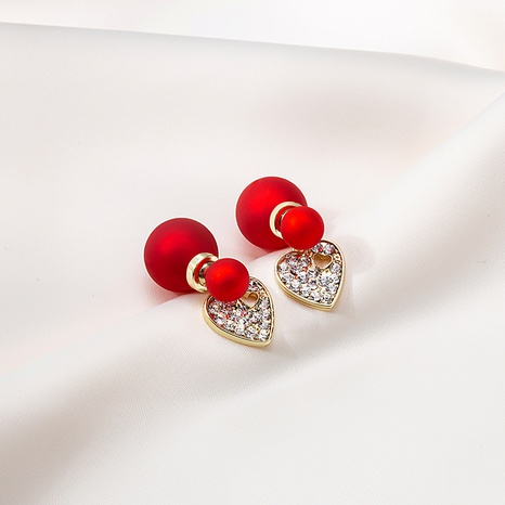 simple red pearl gourd diamond-studded heart earrings's discount tags