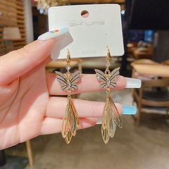 Fashion long tassel butterfly alloy earrings