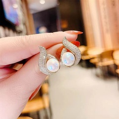 Fashion heart-shaped pearl diamond water drop alloy earrings
