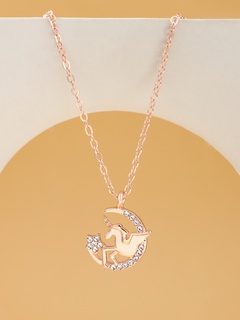 Korean version of unicorn 925 silver moon five-pointed star necklace female simple forest collarbone chain pendant fashion