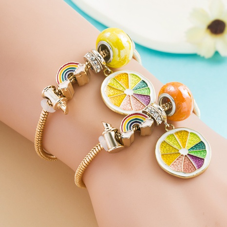 Fashion creative lemon rainbow alloy bracelet's discount tags
