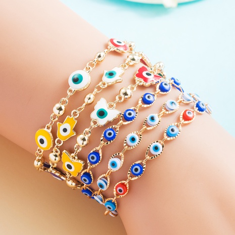 Fashion new copper gold-plated dripping oil devil's eye bracelet's discount tags