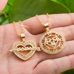 fashion copper micro-encrusted zircon MAMA heart-shaped necklace