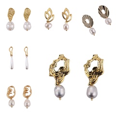 Frühlings- und Sommermode, einfache, speziell geformte Perlenohrringe aus Metall