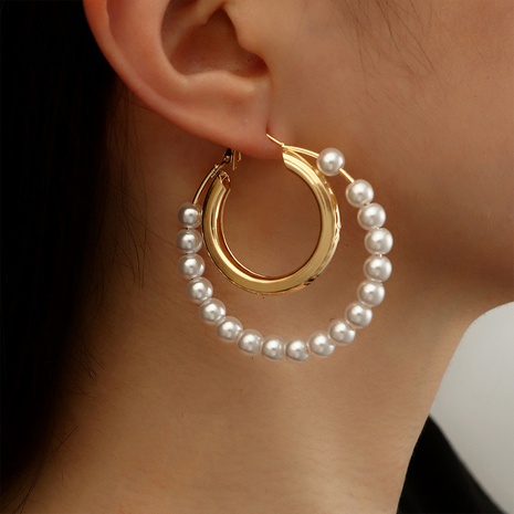 Fashion Alloy Pearl Circle Earrings Simple Sweet Women's Jewelry's discount tags