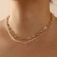 fashion glass crystal chain simple muilt-layer alloy necklace