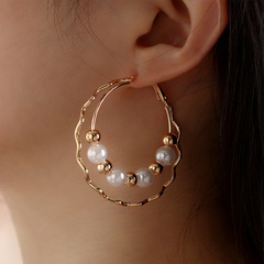 Mode zweilagige geometrische Ohrstecker aus Perlen