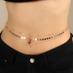 fashion summer belly button disc sparkling heart pendant multi-layer female waist chain
