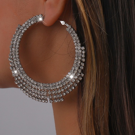 retro rhinestone tassel large circle claw chain earrings's discount tags