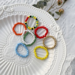 Simple color woven beads retro suit elastic rope handmade ring