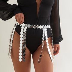 nightclub geometric sequined tassel body chain plastic waist chain