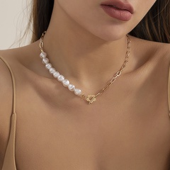 collier en alliage de fleur creuse imitation perle de couture de mode
