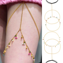 Fashion jewelry leisure fruit pendant drip oil alloy body chain elastic simple leg chain