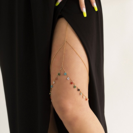 jewelry elastic color drip oil alloy body chain geometric leg chain's discount tags