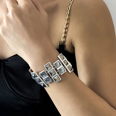 Fashion hip-hop geometric crystal alloy zircon bracelet