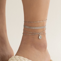 Fashion mesh strap foot ornaments geometric star moon pendant alloy anklet