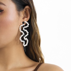 jewelry simple imitation pearl wave weave acrylic copper earrings