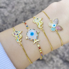 Fashion simple color zircon seahorse butterfly copper bracelet hand jewelry