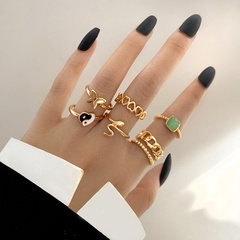 Fashion new butterfly alloy ring set 6-piece creative retro snake-shaped