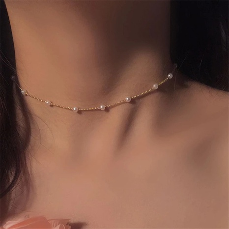 fashion simple pearl clavicle chain alloy necklace's discount tags