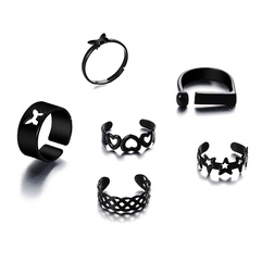Fashion new black knuckle creative retro hollow butterfly heart-shaped alloy ring set