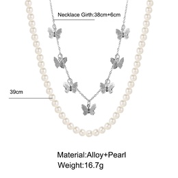 fashion pearl double layered clavicle chain muiltlayer alloy necklacepicture7