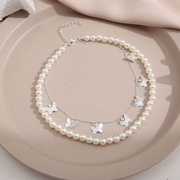 fashion pearl double layered clavicle chain muiltlayer alloy necklacepicture8