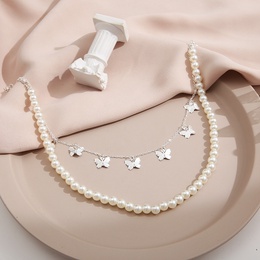 fashion pearl double layered clavicle chain muiltlayer alloy necklacepicture9