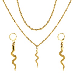 Nouveaux bijoux en alliage deux pièces mariage créatif serpent boucles d'oreilles collier ensemble bijoux