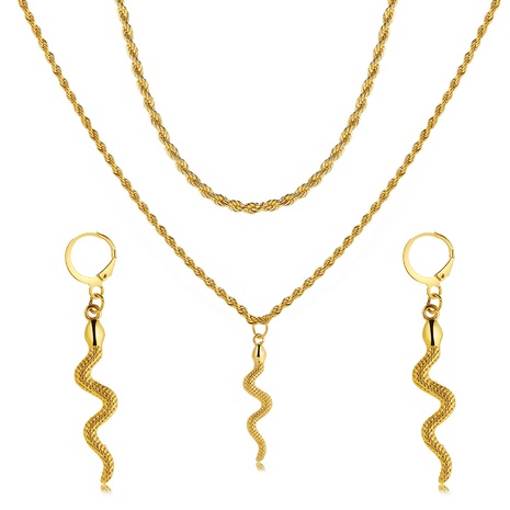 Nouveaux bijoux en alliage deux pièces mariage créatif serpent boucles d'oreilles collier ensemble bijoux's discount tags