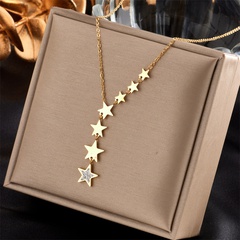 fashion simple titanium steel necklace five-pointed star tassel necklace