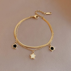 Ensemble de bijoux de collier simple de bracelet en acier de titane d'étoile à cinq branches de mode