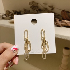 Fashion circle chain diamond long alloy earrings women