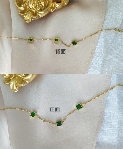 Emerald Retro Palace Emerald Zirconia Pulsera simple de acero de titanio's discount tags