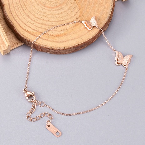 Tobillera de acero de titanio dulce simple mariposa de oro rosa accesorios para pies's discount tags