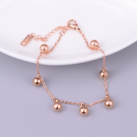 Fashion rose gold simple gold pearl pea bean slender titanium steel anklet's discount tags