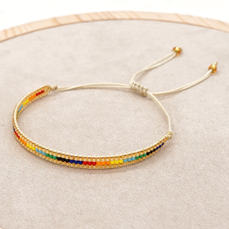 new bohemian rainbow glass beads handbeaded small bracelet women