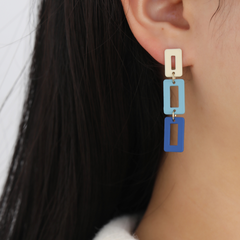 fashion geometric acrylic hollow contrast color tassel long earrings