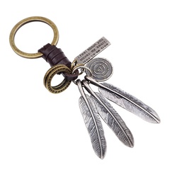 new leaf keychain woven leather alloy accessories