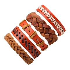 Fashion combination leather cowhide wax rope braided bracelet wholesale