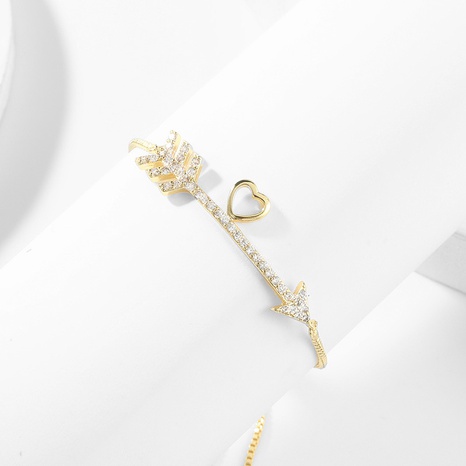Bracelet en forme de coeur avec flèche en zircon incrusté de cuivre à la mode's discount tags