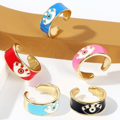 Fashion dripping oil eye opening female real gold electroplating copper ring