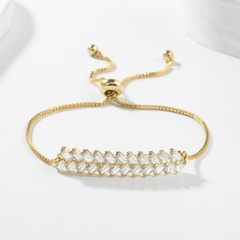 Fashion pull-out copper-inlaid zircon wheat ear copper bracelet