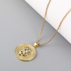 simple geometric leopard pendant copper inlaid zircon necklace