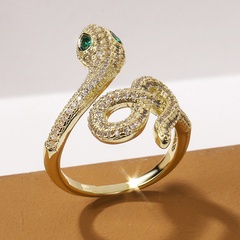 Fashion copper inlaid zircon zodiac snake open ring female