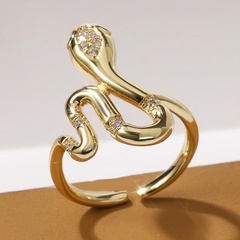 Fashion simple real gold electroplating zodiac snake copper open ring