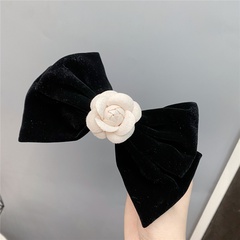 camellia gold velvet double bow hair clip sweet accessories spring