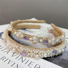 Fashion purple diamond pearl gold wire winding headband