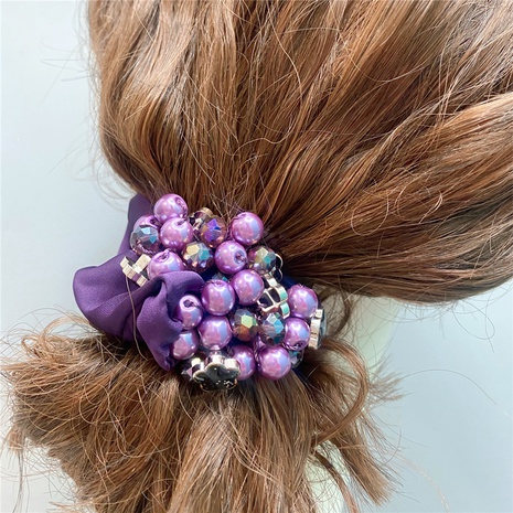 new pearl hair ring rubber band black flower fold high elastic's discount tags