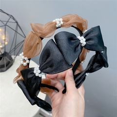 Fashion mesh pearl small bow headband wholesale sweet hair accessories